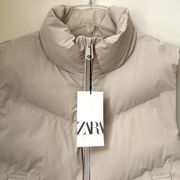NWT Zara Faux leather Quilted Puffer Vest - Picture 3 of 9
